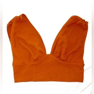 Burnt Orange Crop Top Sleeveless Bralette w/ Zipper Back